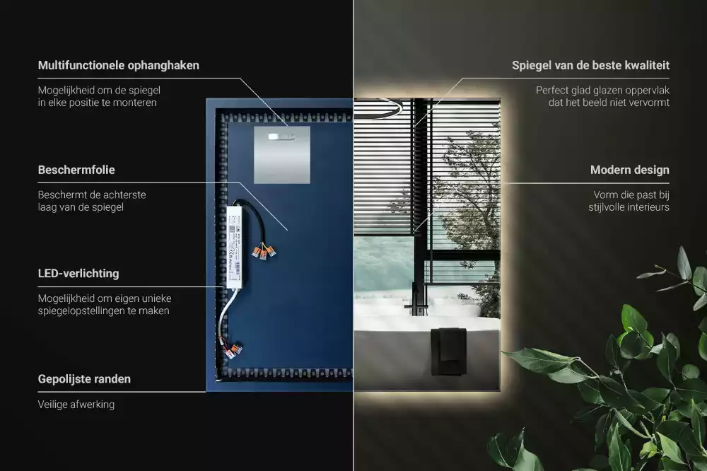 Espejo cuadrado LED moderno