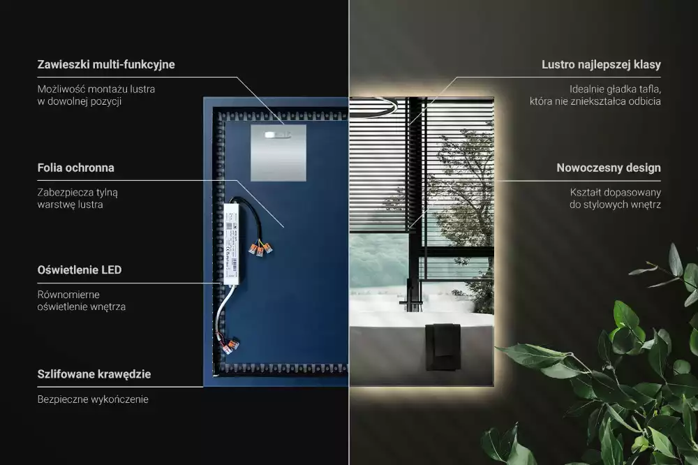 Espejo cuadrado LED moderno