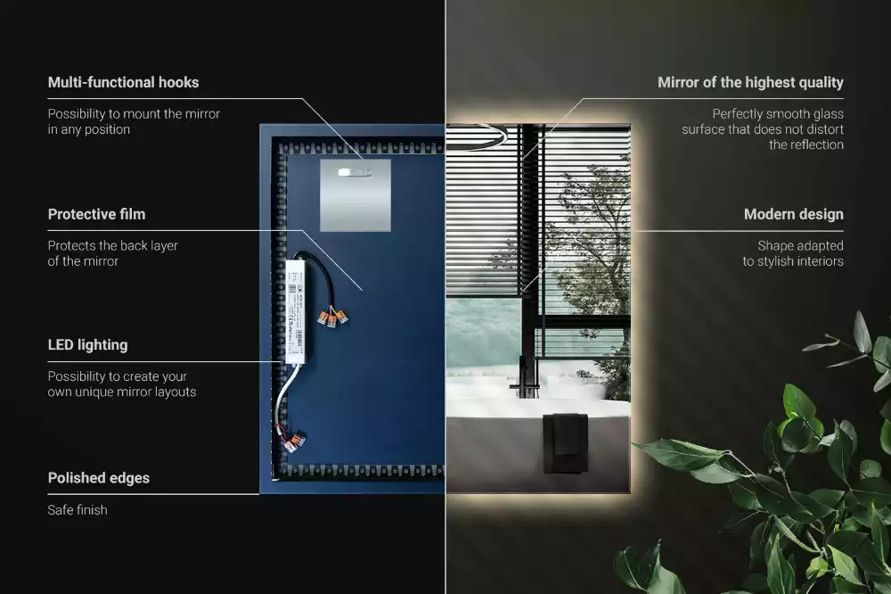 Espejo cuadrado LED moderno