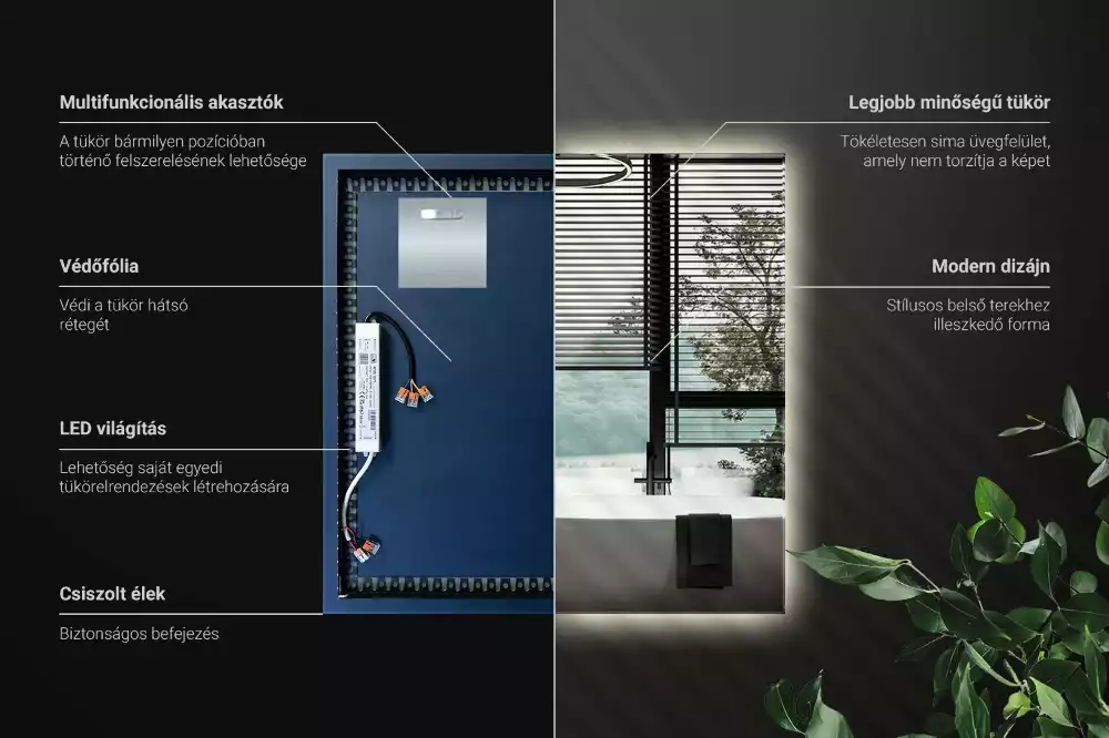 Espejo cuadrado LED moderno