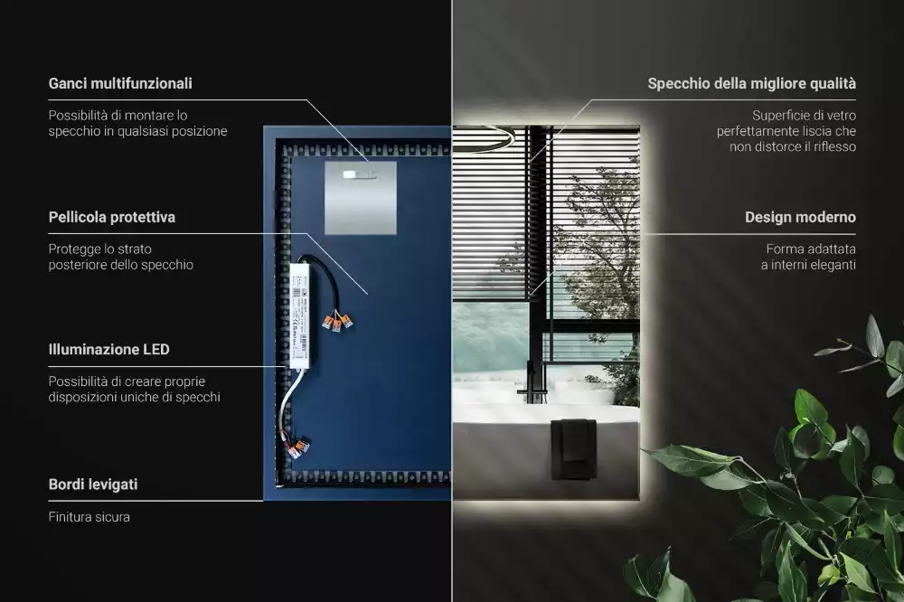 Espejo cuadrado LED moderno