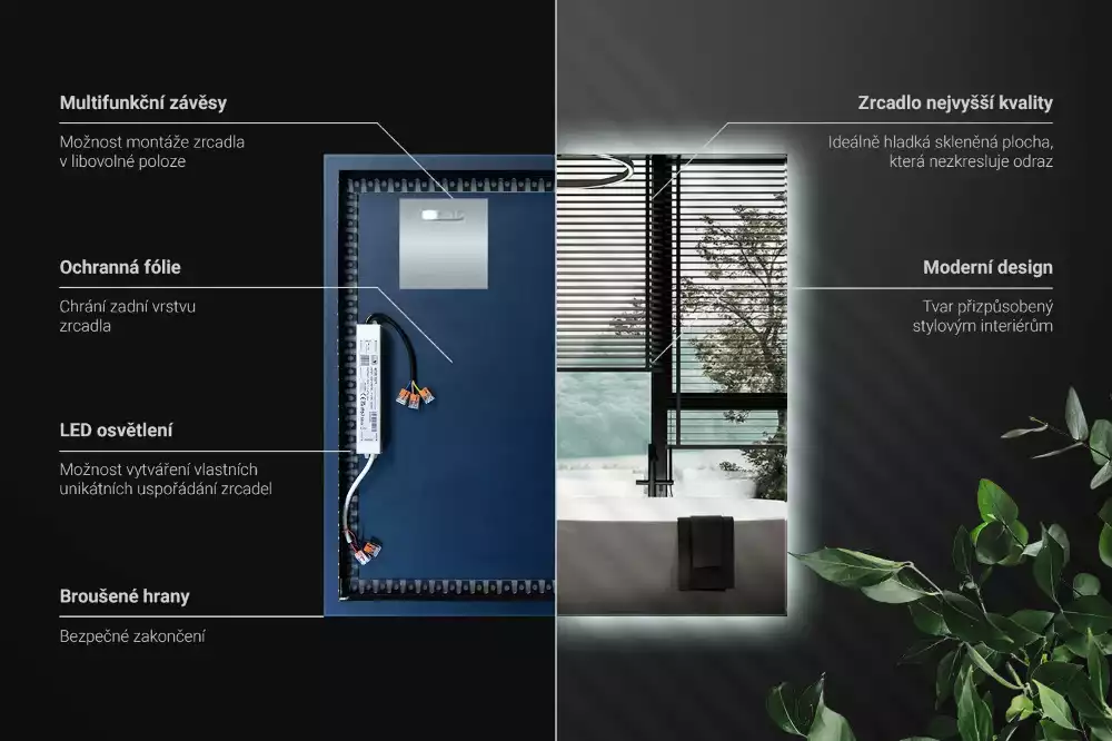 Espejo cuadrado LED moderno
