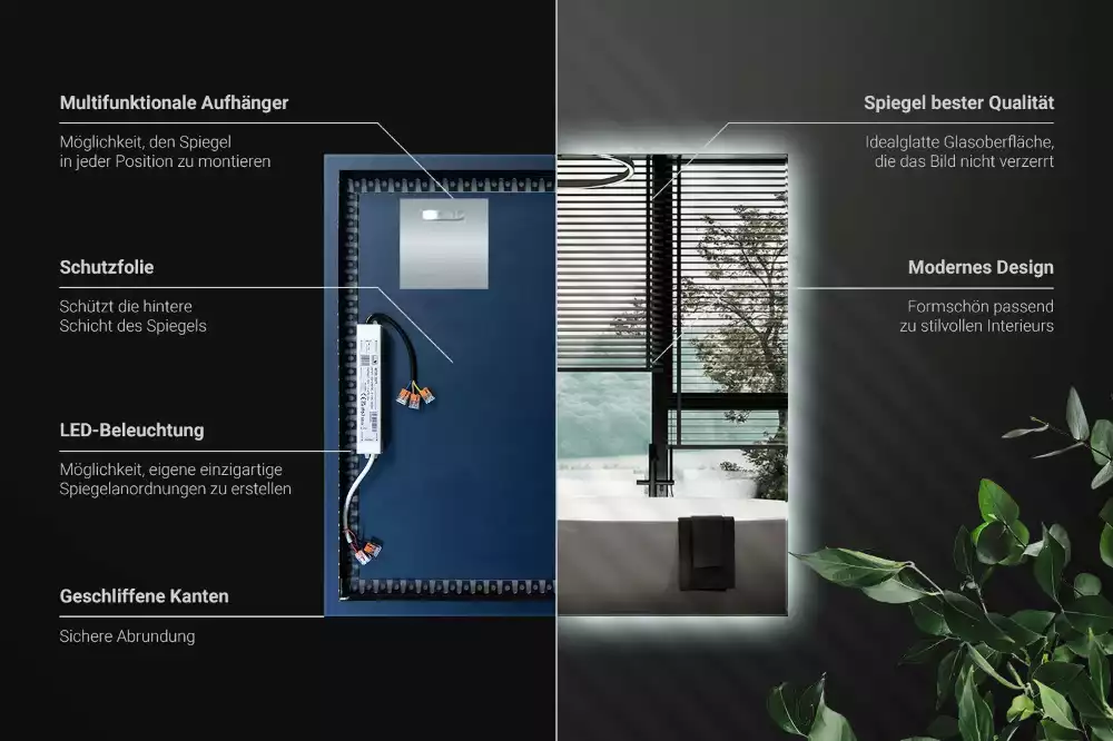 Espejo cuadrado LED moderno