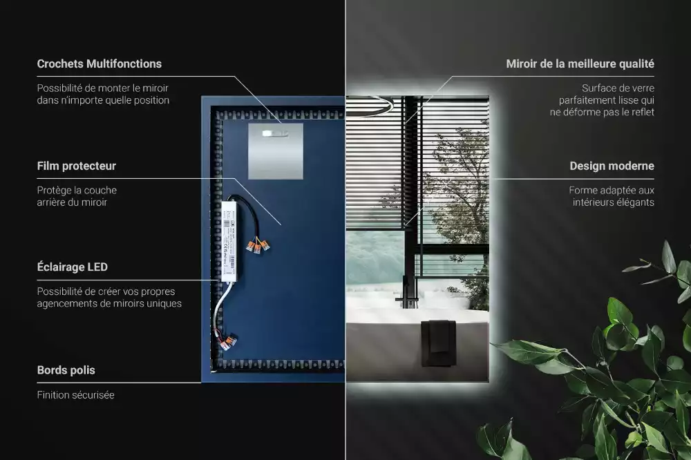 Espejo cuadrado LED moderno