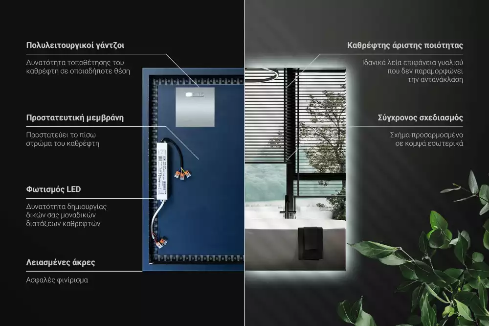 Espejo cuadrado LED moderno