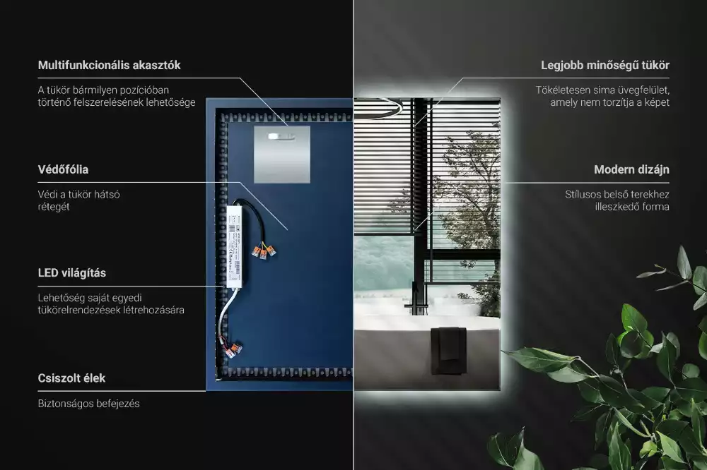 Espejo cuadrado LED moderno