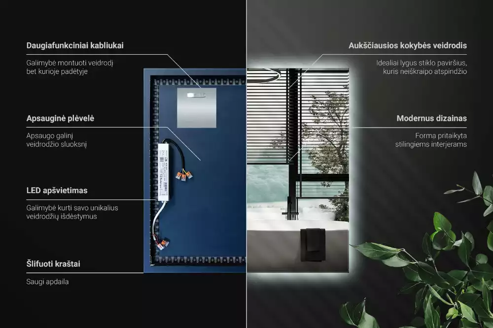 Espejo cuadrado LED moderno