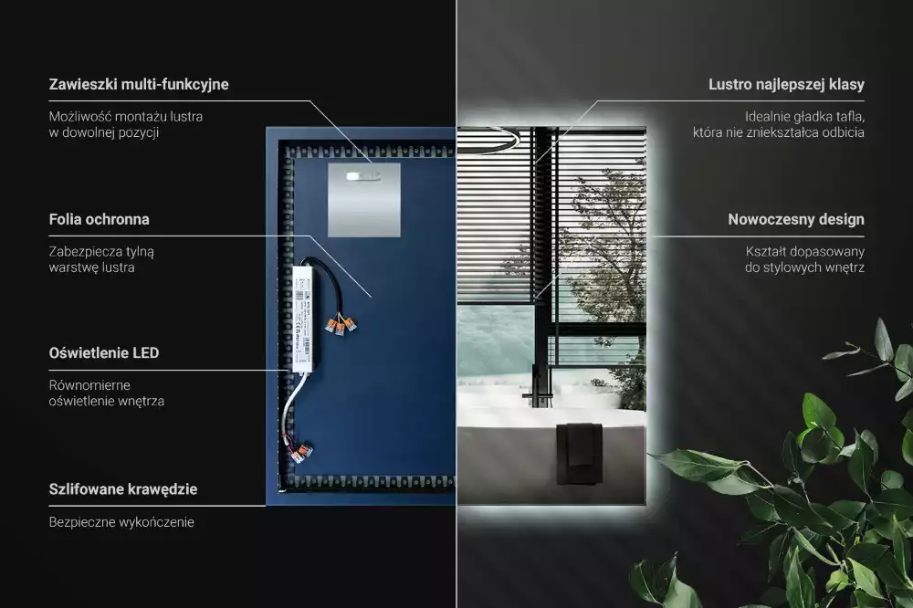 Espejo cuadrado LED moderno