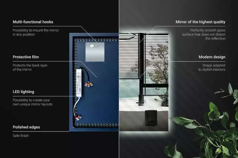 Espejo cuadrado LED moderno