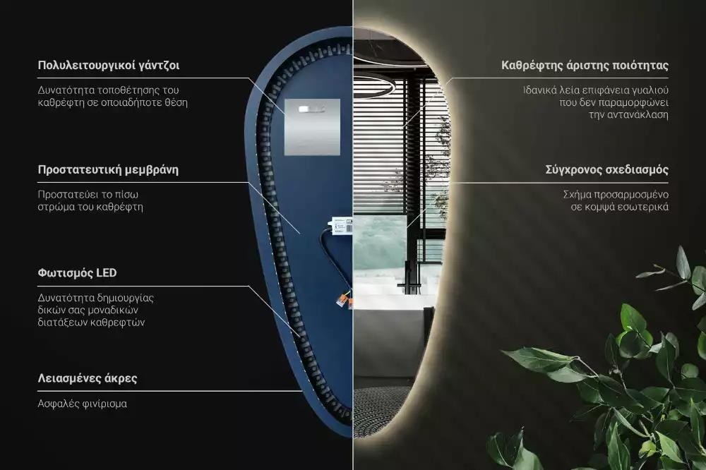 Espejo gota de agua iluminado
