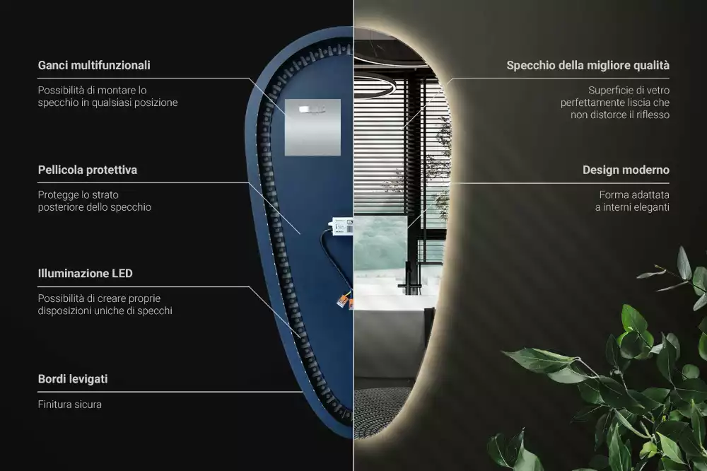 Espejo gota de agua iluminado
