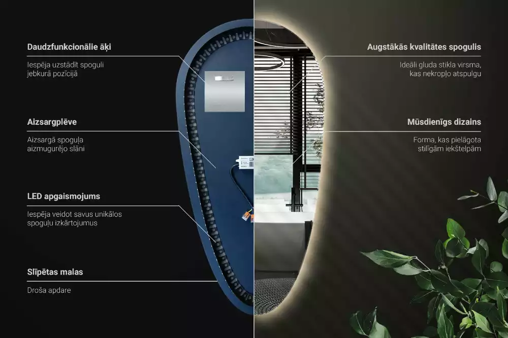 Espejo gota de agua iluminado