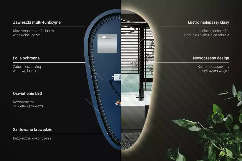 Espejo gota de agua iluminado