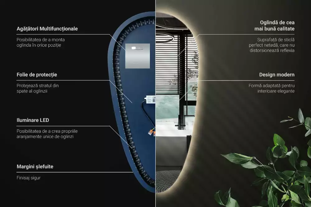 Espejo gota de agua iluminado