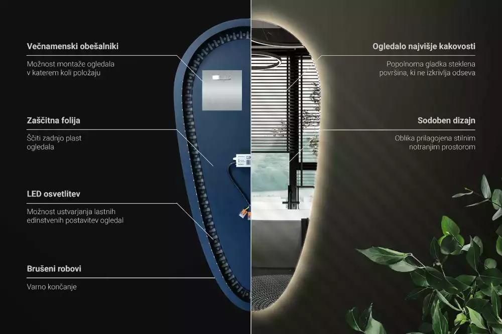 Espejo gota de agua iluminado