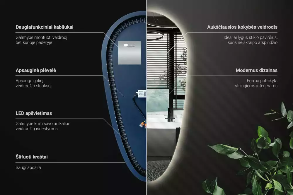 Espejo gota de agua iluminado