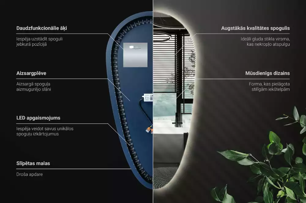 Espejo gota de agua iluminado