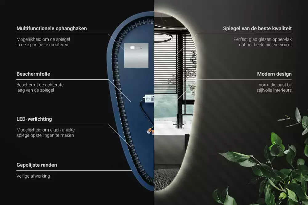 Espejo gota de agua iluminado