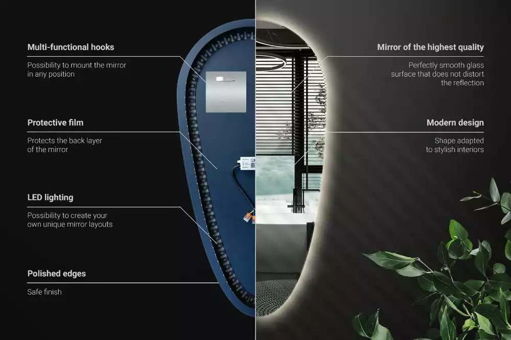 Espejo gota de agua iluminado