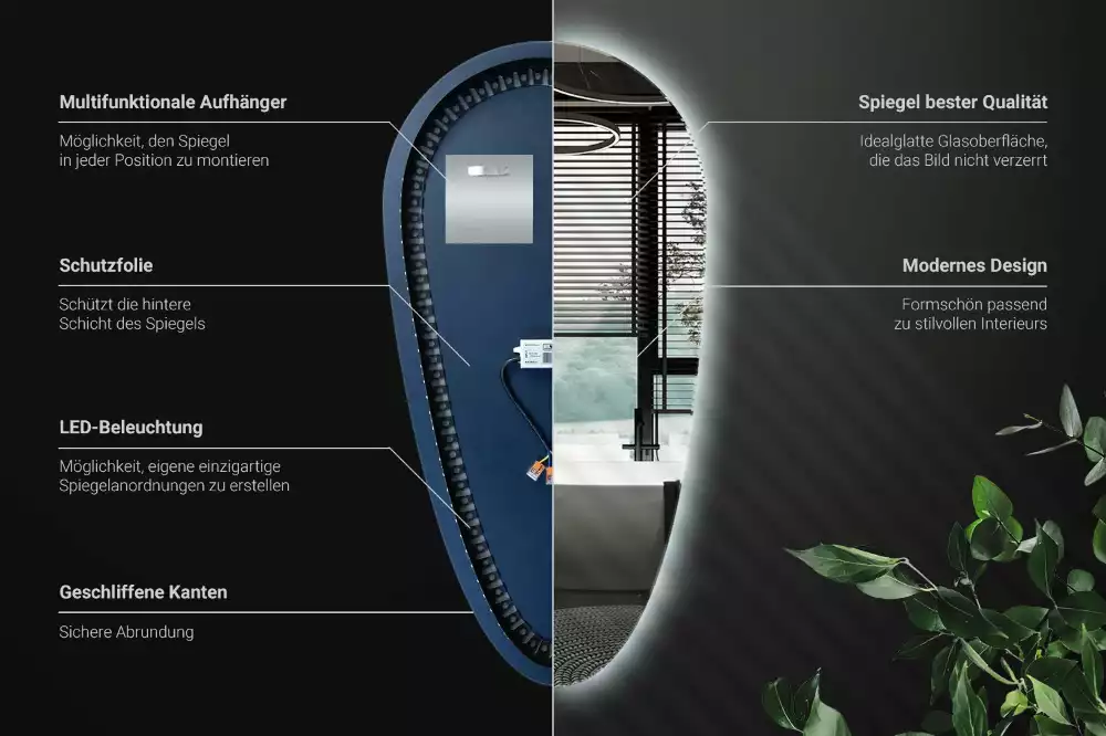 Espejo gota de agua iluminado