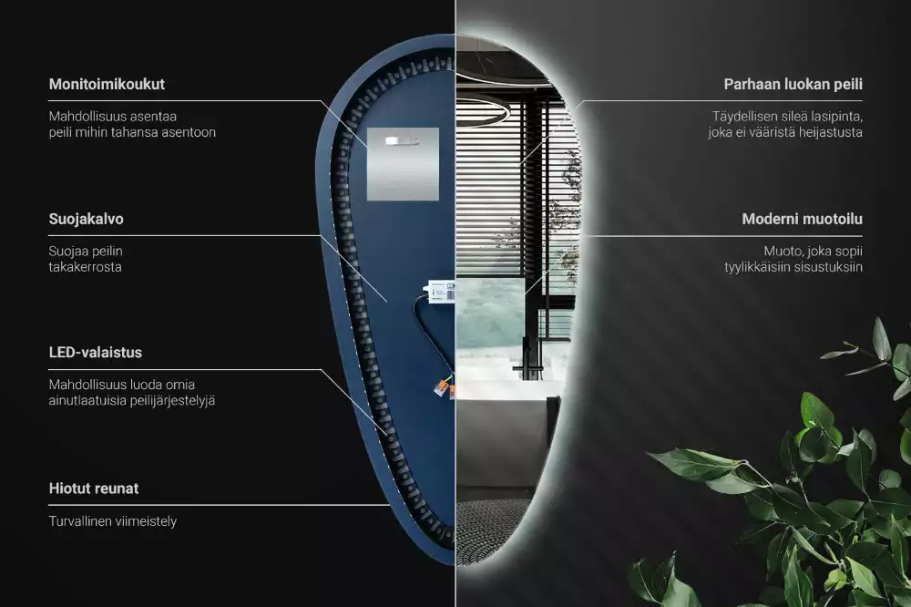 Espejo gota de agua iluminado