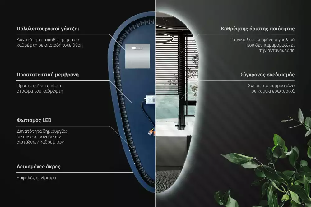 Espejo gota de agua iluminado
