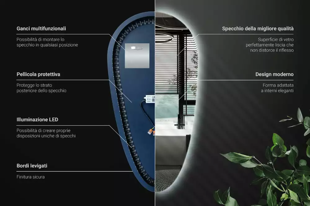 Espejo gota de agua iluminado