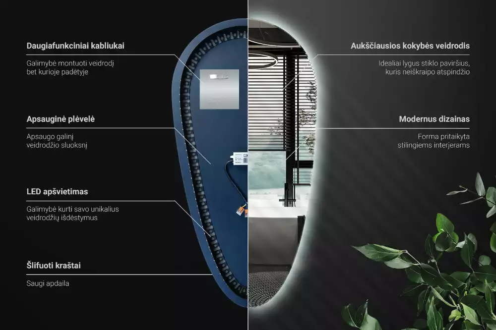 Espejo gota de agua iluminado