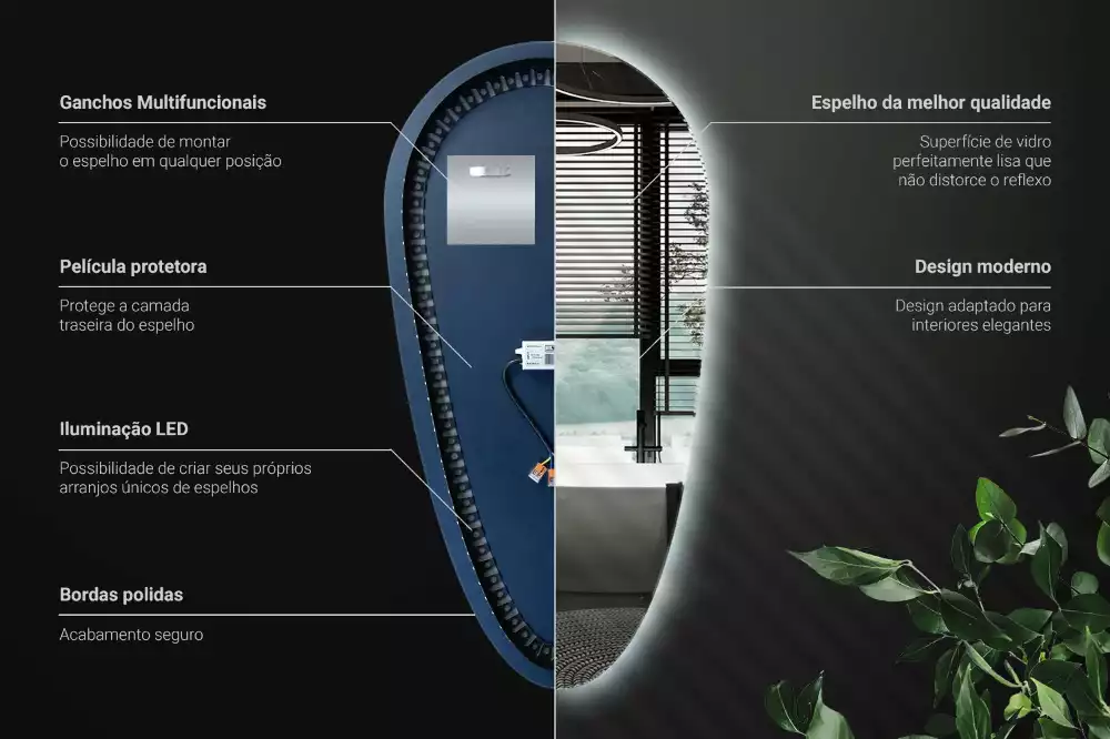 Espejo gota de agua iluminado