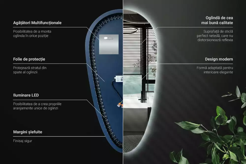 Espejo gota de agua iluminado