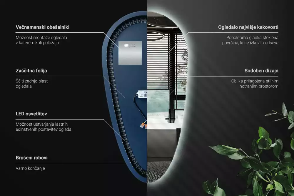 Espejo gota de agua iluminado