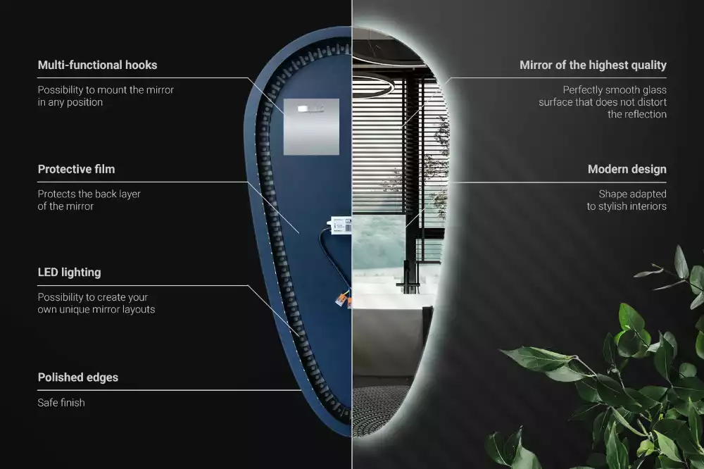 Espejo gota de agua iluminado