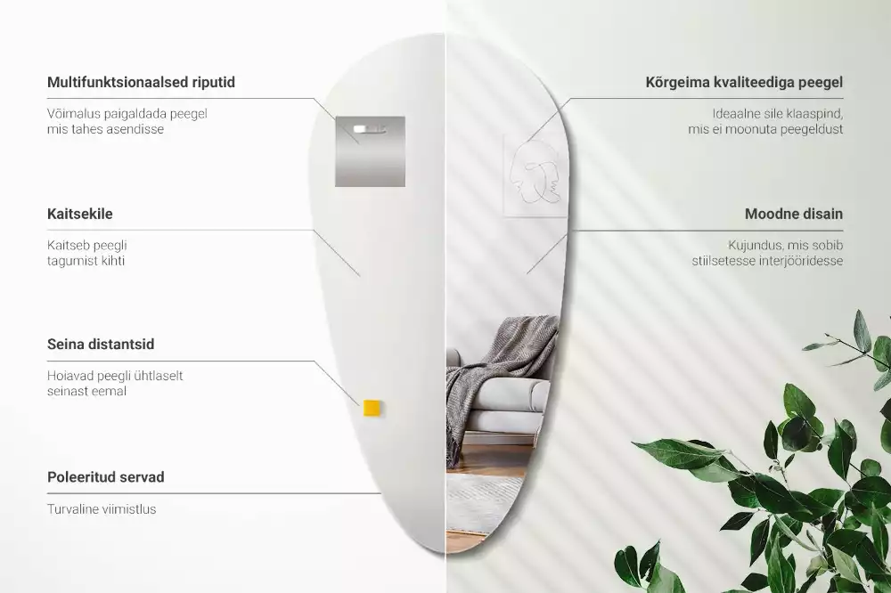 Espejo forma lagrima de pared