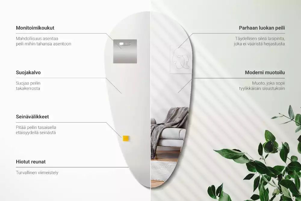 Espejo forma lagrima de pared