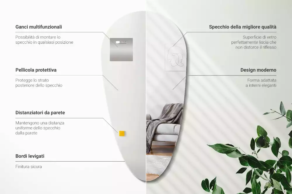 Espejo forma lagrima de pared