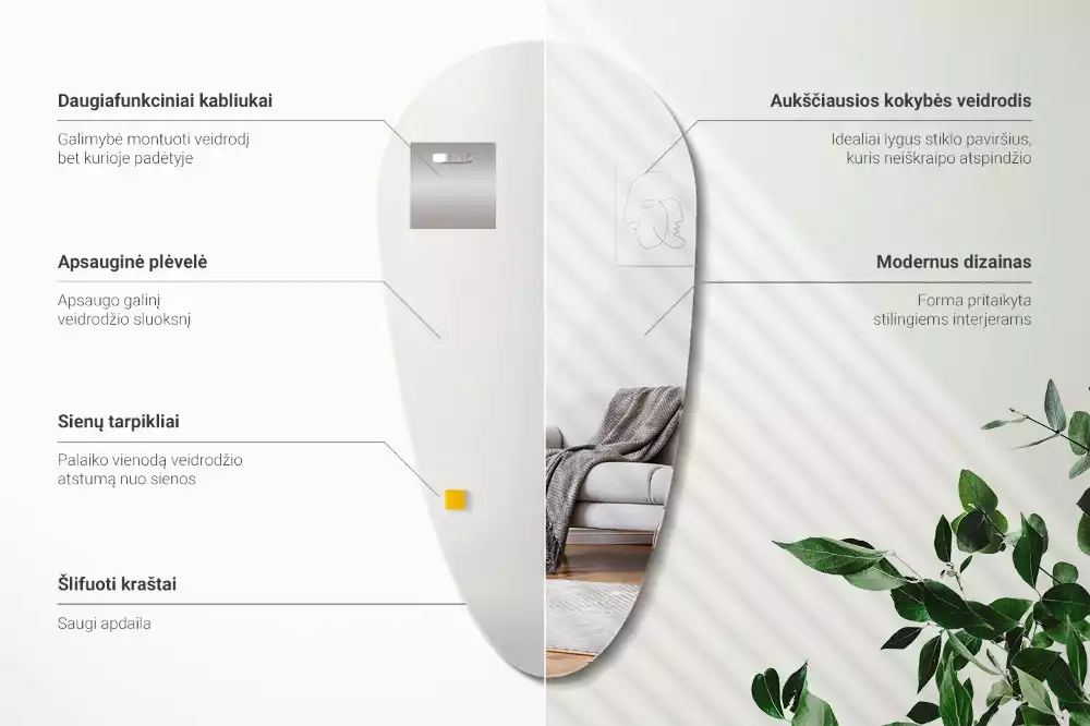 Espejo forma lagrima de pared