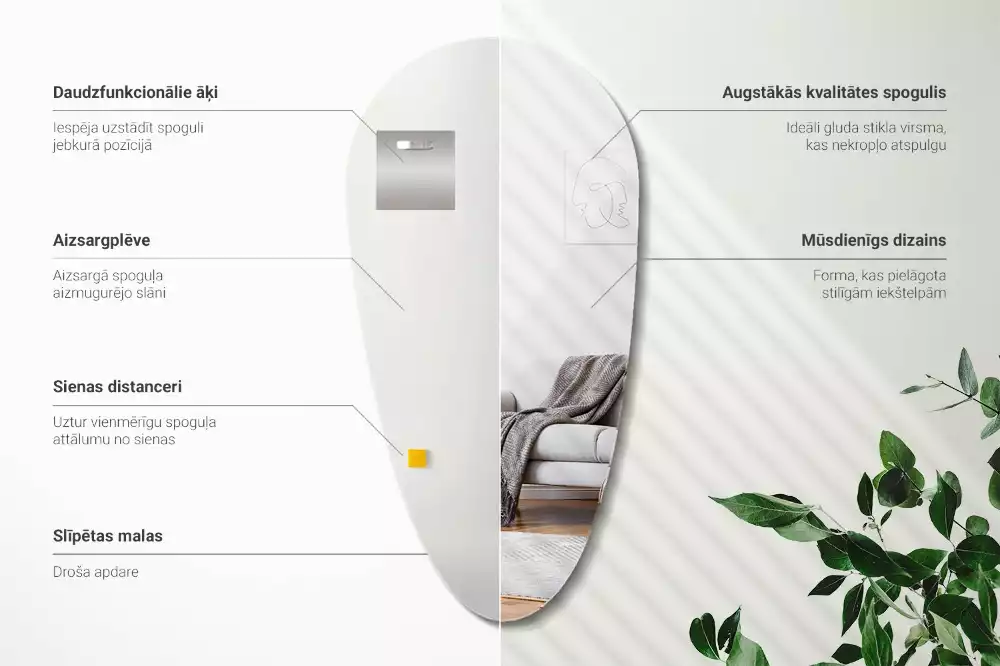 Espejo forma lagrima de pared