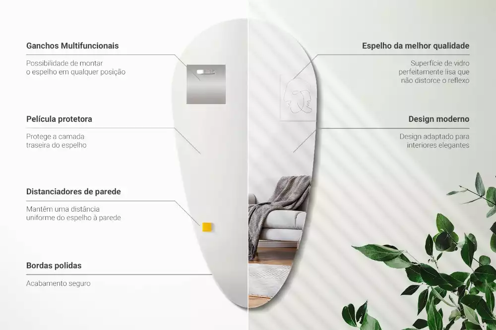 Espejo forma lagrima de pared