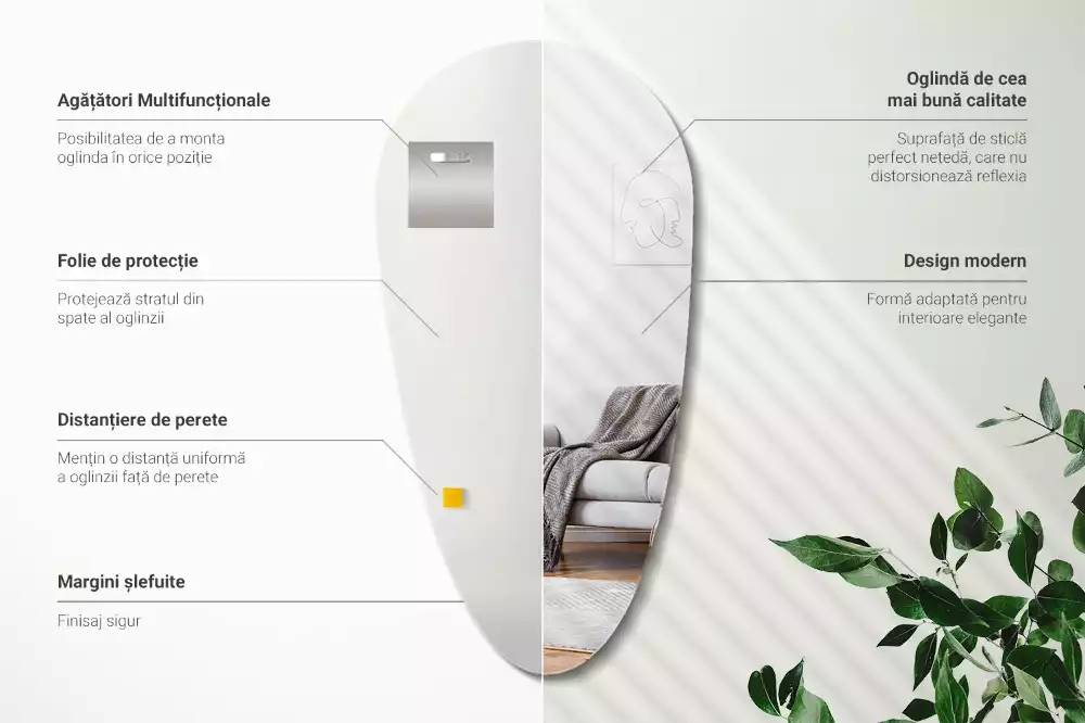 Espejo forma lagrima de pared