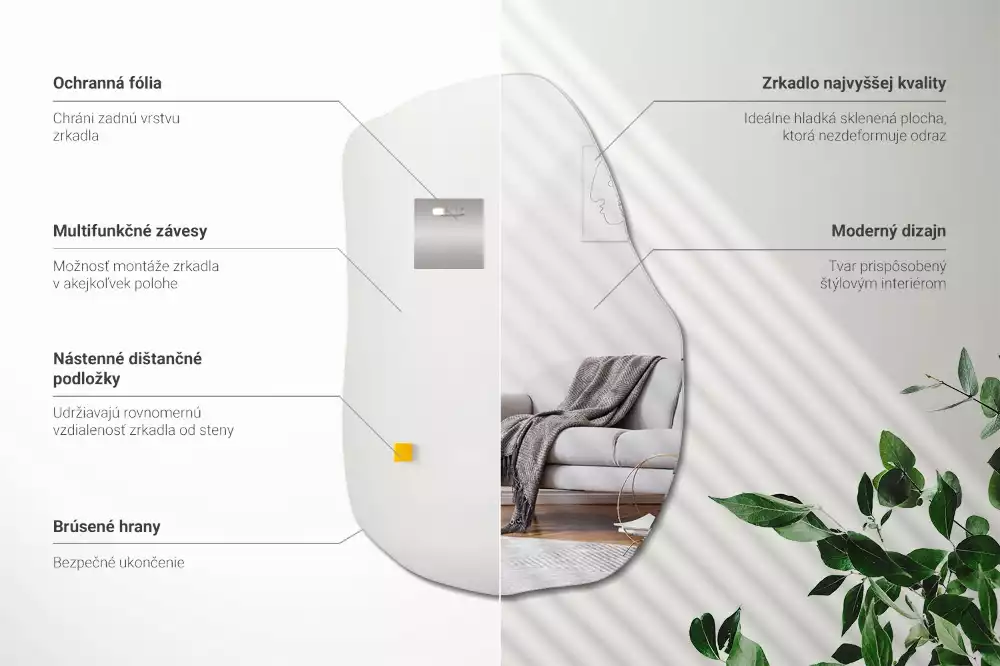 Espejo con forma original acento de moda