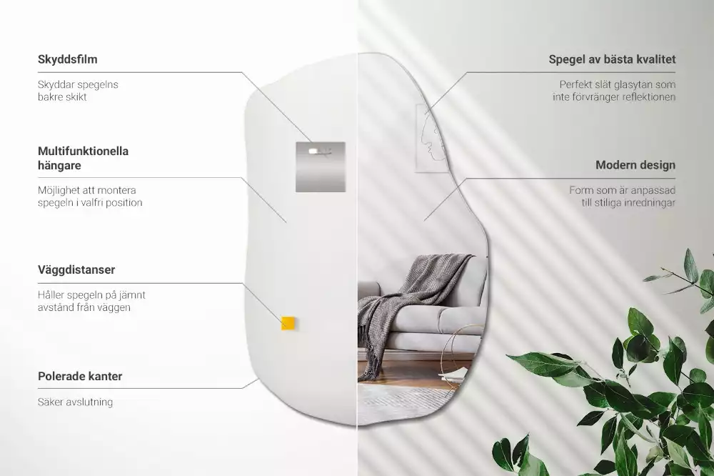 Espejo con forma original acento de moda