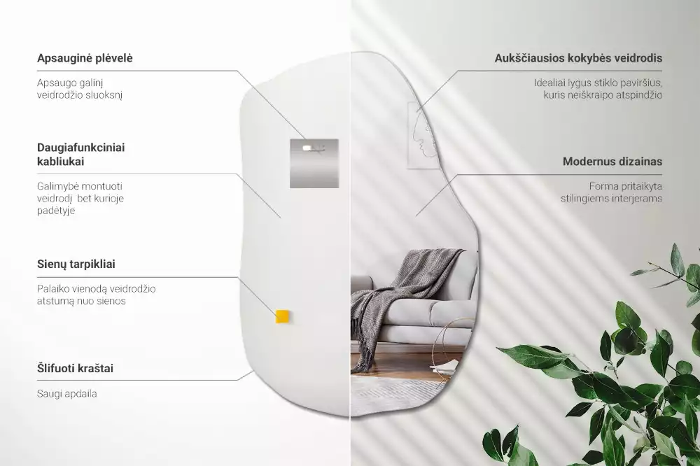 Espejo con forma original acento de moda