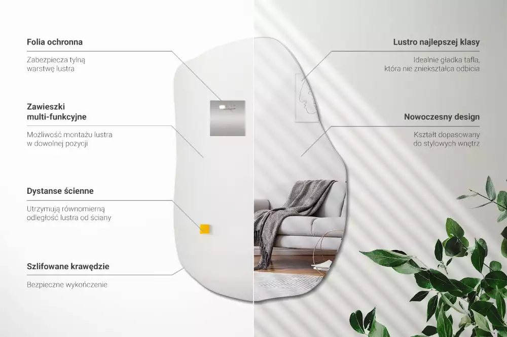 Espejo con forma original acento de moda