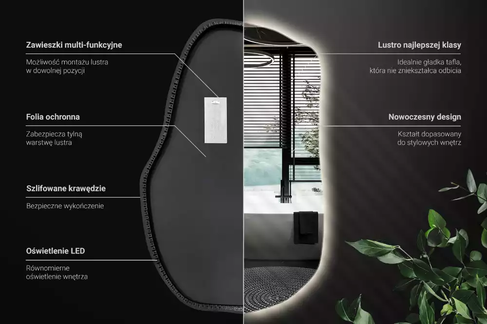 Espejo irregular con luz único
