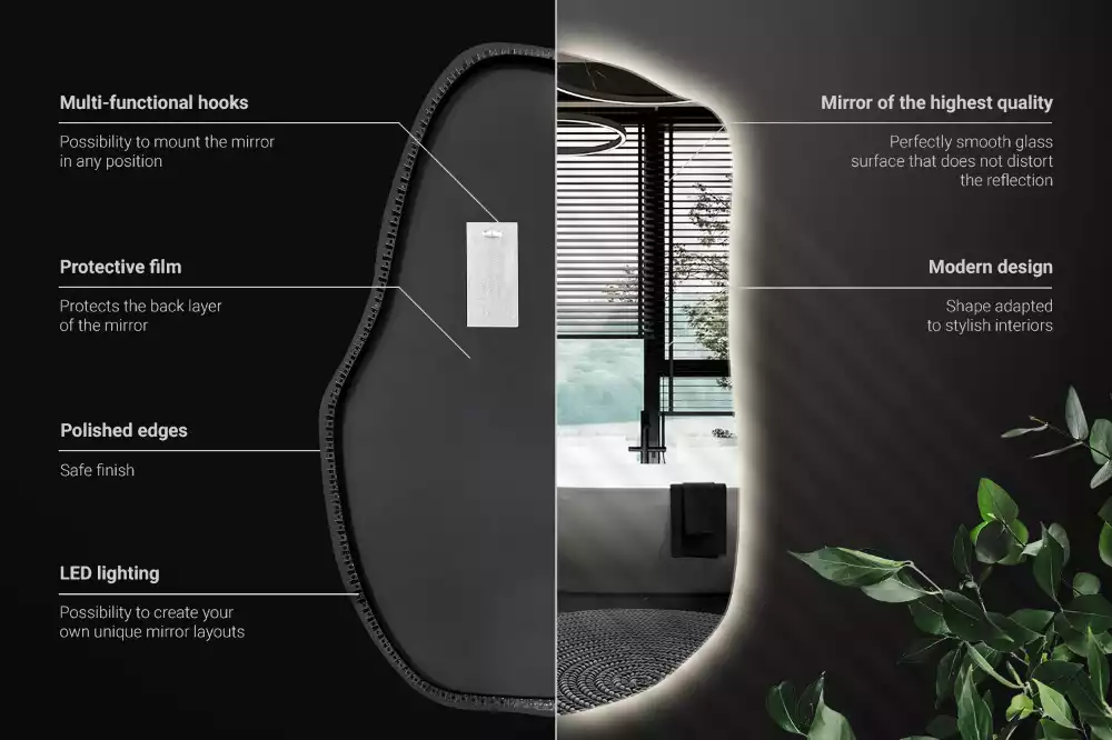 Espejo irregular con luz único