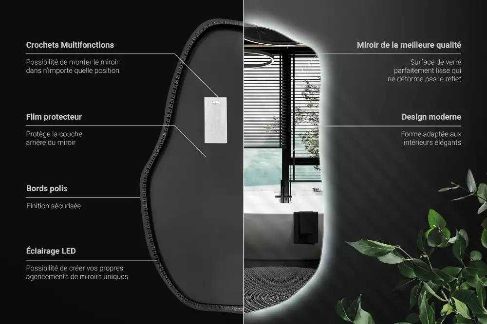 Espejo irregular con luz único