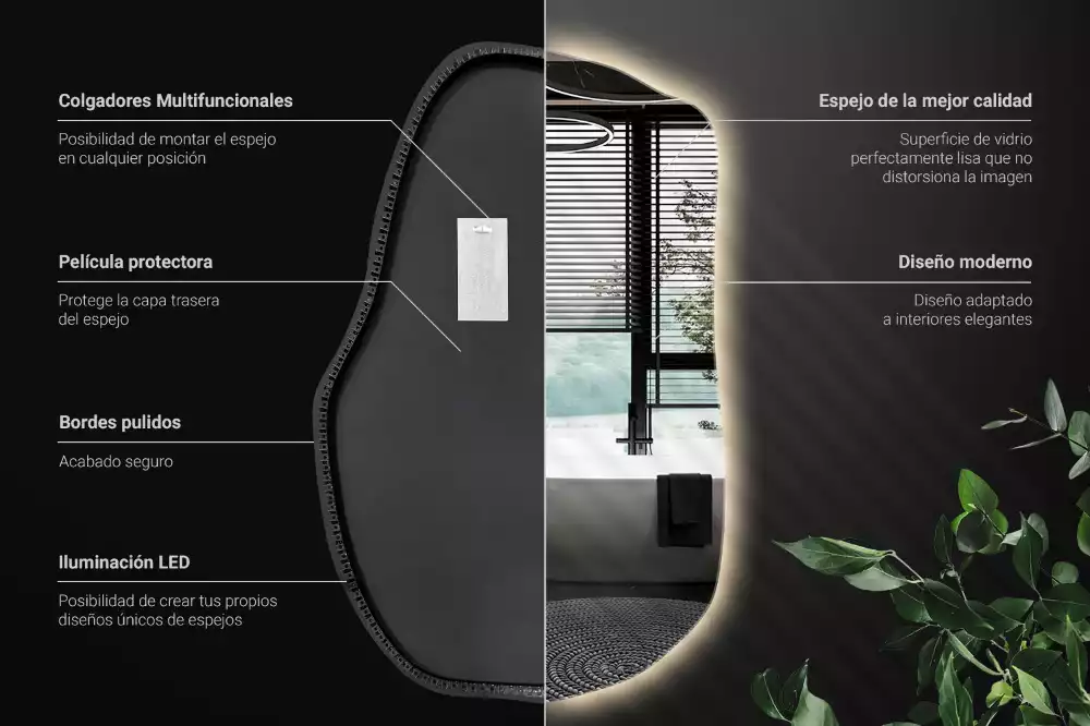 Espejo irregular con luz único