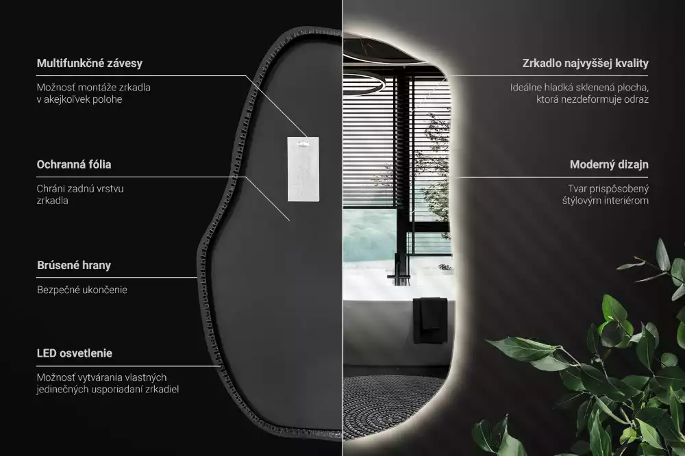 Espejo irregular con luz único