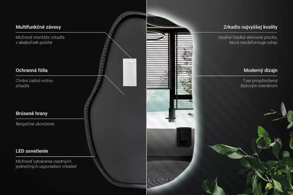 Espejo irregular con luz único