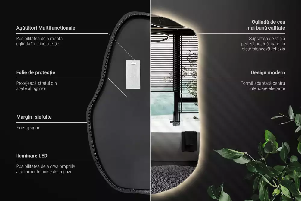 Espejo irregular con luz único